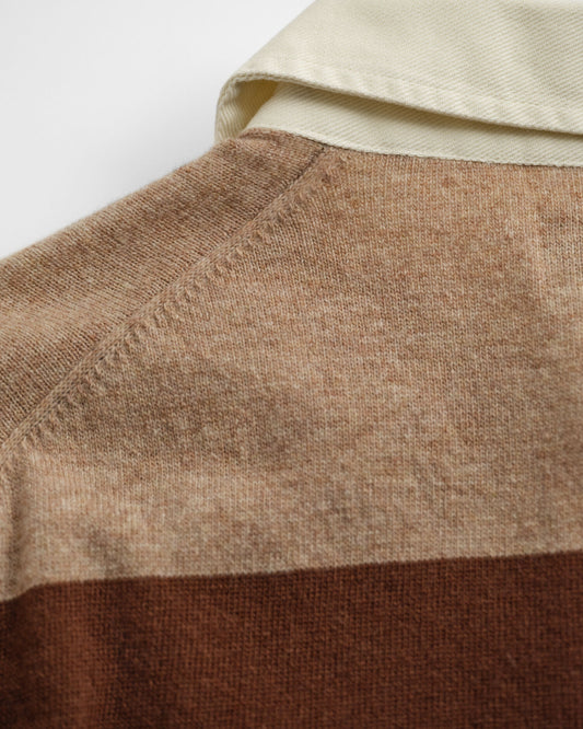 Gestreifter Extrafeiner Lammwoll-Rugby-Pullover