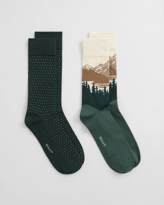 2er-Pack Socken mit Bergmotiv