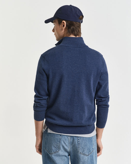 Klassischer Baumwoll-Sweater mit halbem Reißverschluss