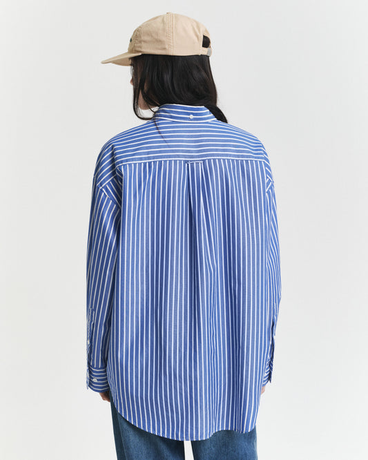 Oversized Hemdbluse aus gestreiftem Popeline