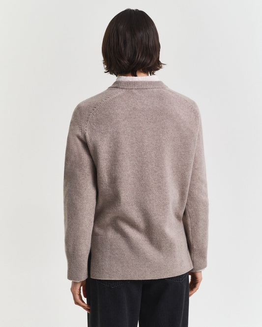 Pullover aus weicher Wolle und Kaschmir-Mischung mit Rundhalsausschnitt