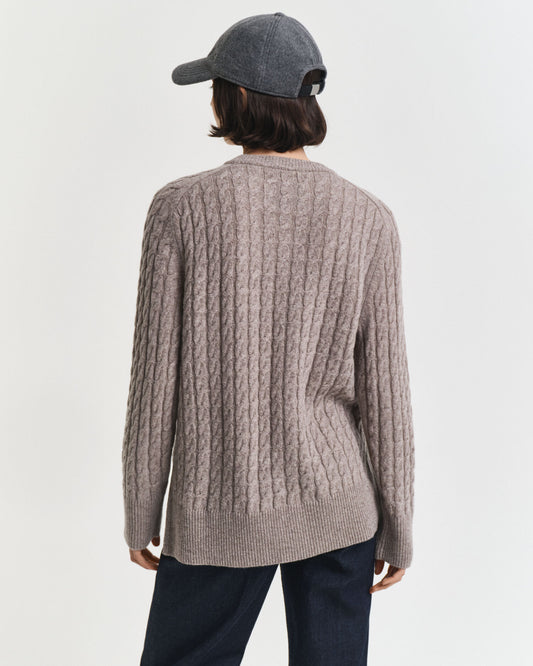 Pullover mit Rundhalsausschnitt aus Wolle mit Zopfmuster