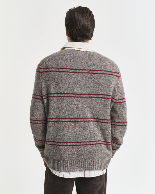 Gestreifter Polopullover aus Wollmischung