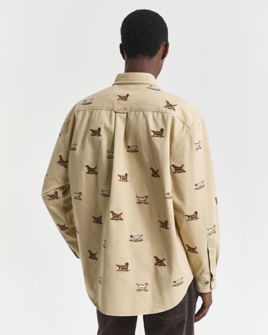 Leger geschnittenes Twill-Hemd mit Stickerei