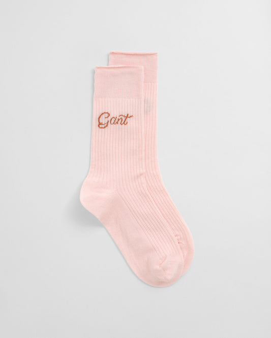 Gerippte Socken mit Schriftzug