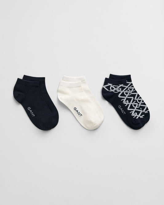 3er-Pack Monogramm-Knöchelsocken