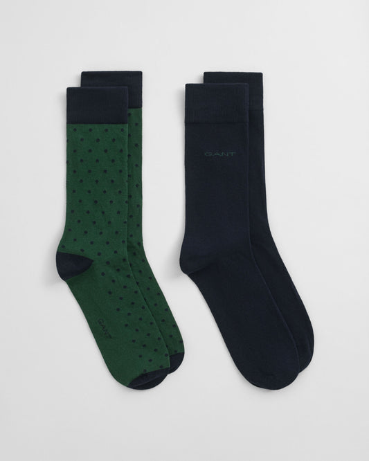 2er-Pack Socken mit Punkten und unifarben