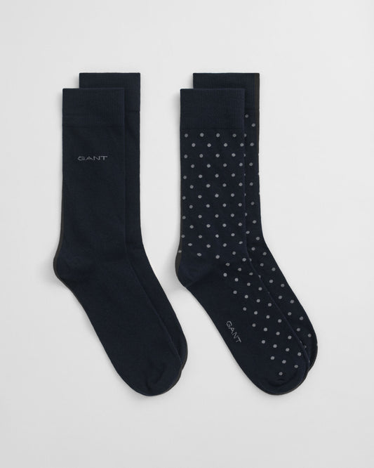 2er-Pack Socken mit Punkten und unifarben