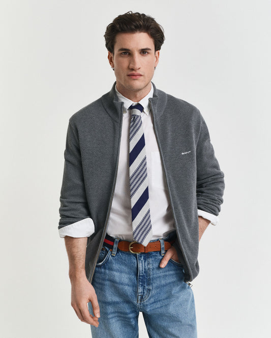 Cardigan aus Baumwoll-Piqué mit Reißverschluss