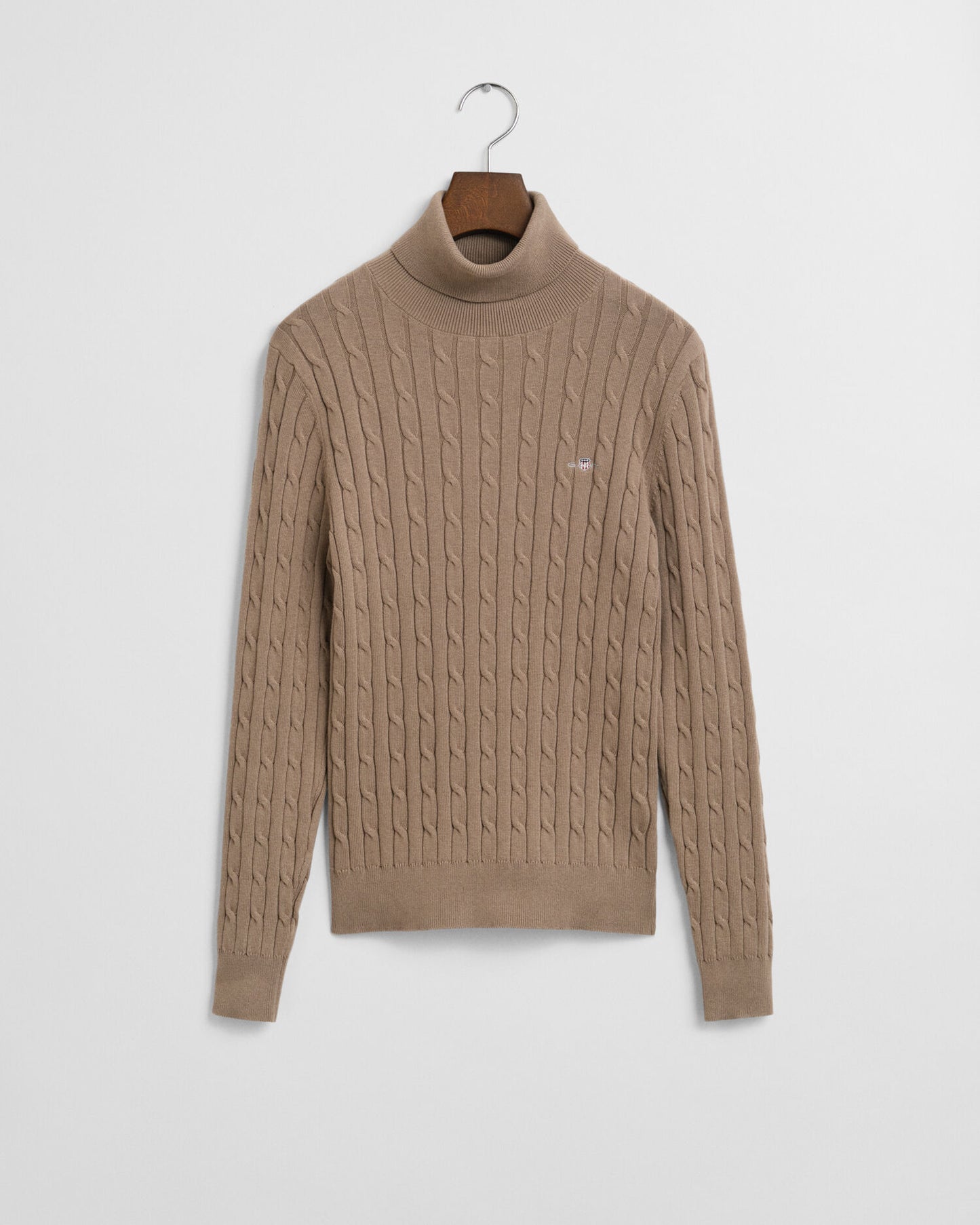 Pull à col roulé en maille torsadée de coton extensible