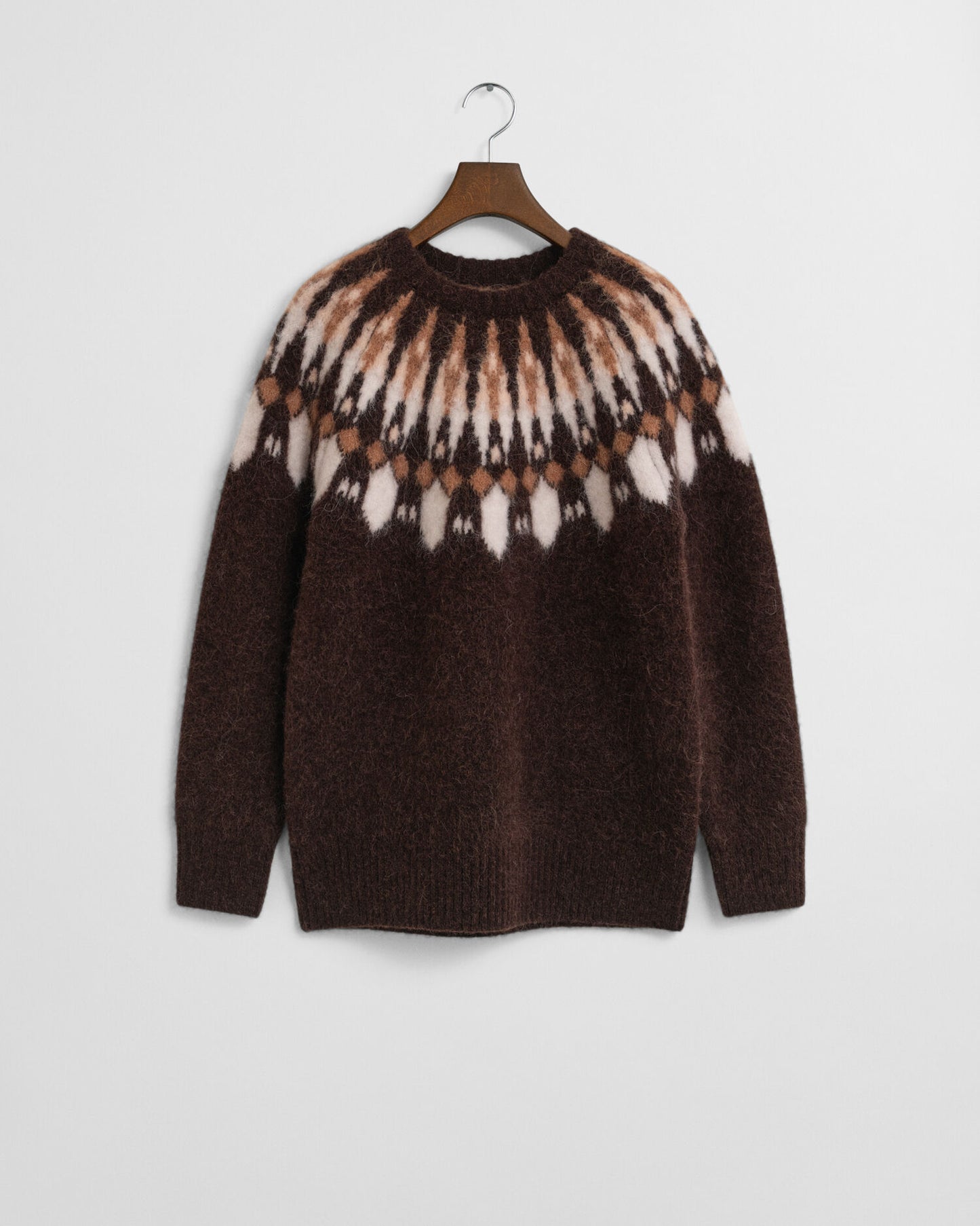 Pull ras-du-cou jacquard en mélange alpaga