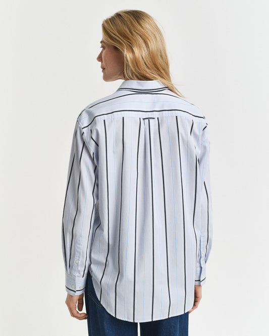 Relaxed Fit Klassisches Gestreiftes Popelinehemd