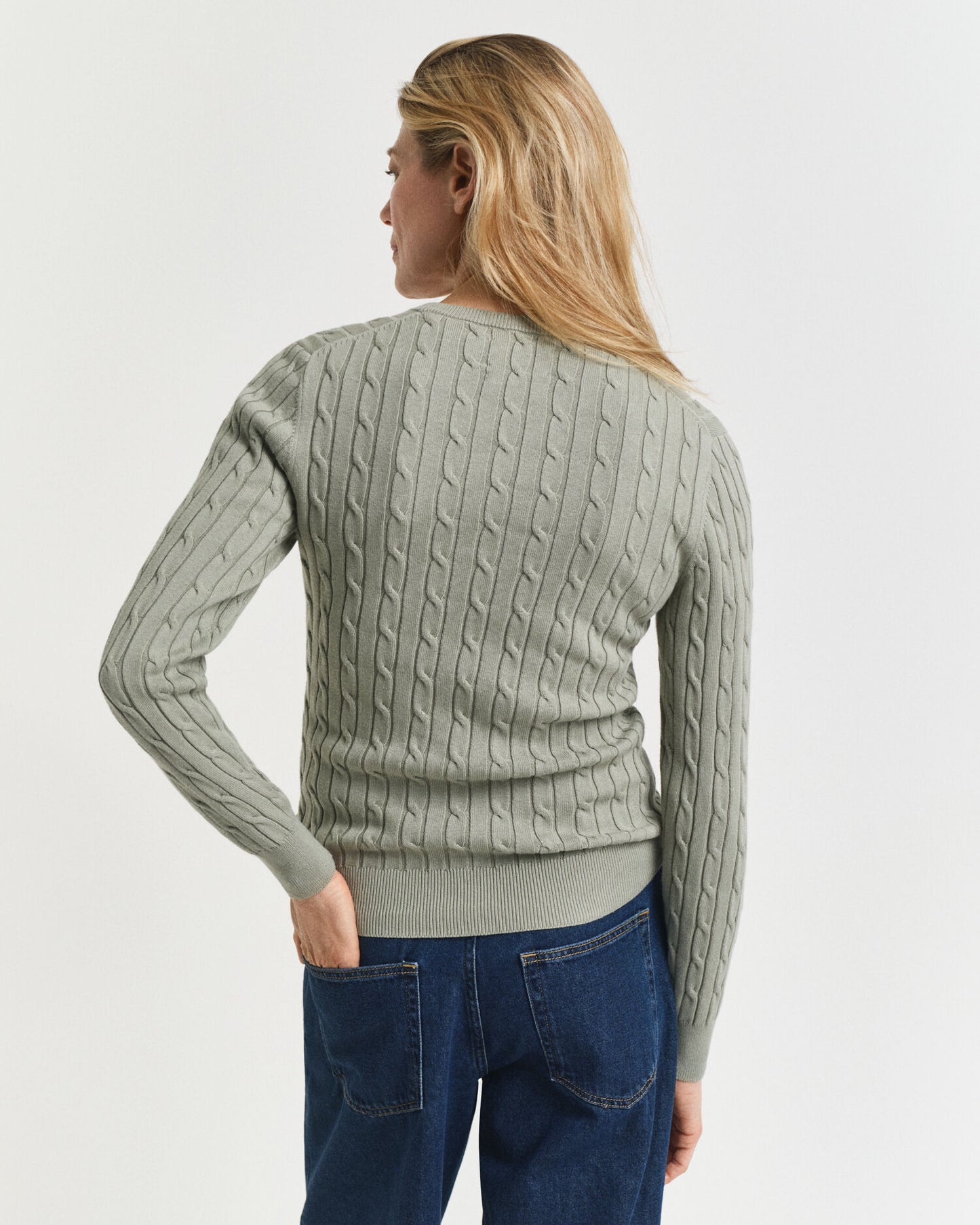 Pull ras du cou en tricot torsadé de coton stretch