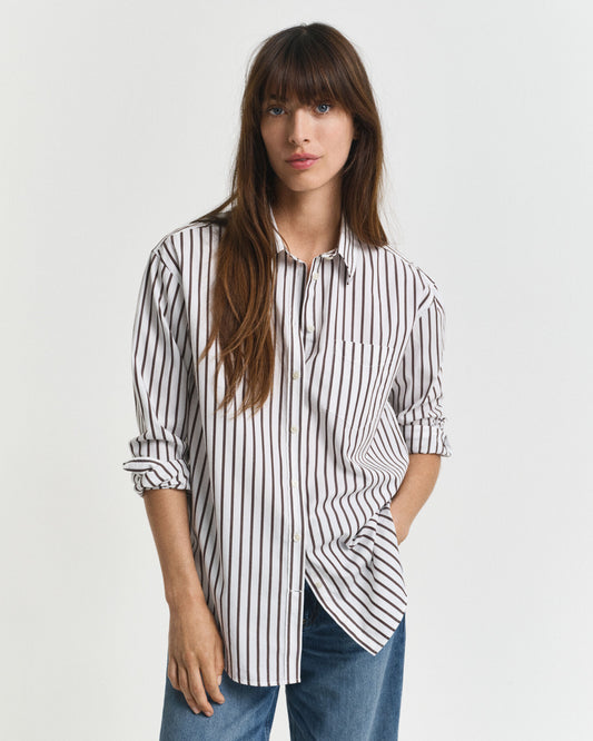 Relaxed Fit Hemd aus gestreiftem Popeline