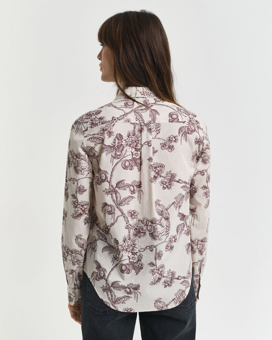 Hemd aus Baumwollvoile mit Baumprint, Regular Fit