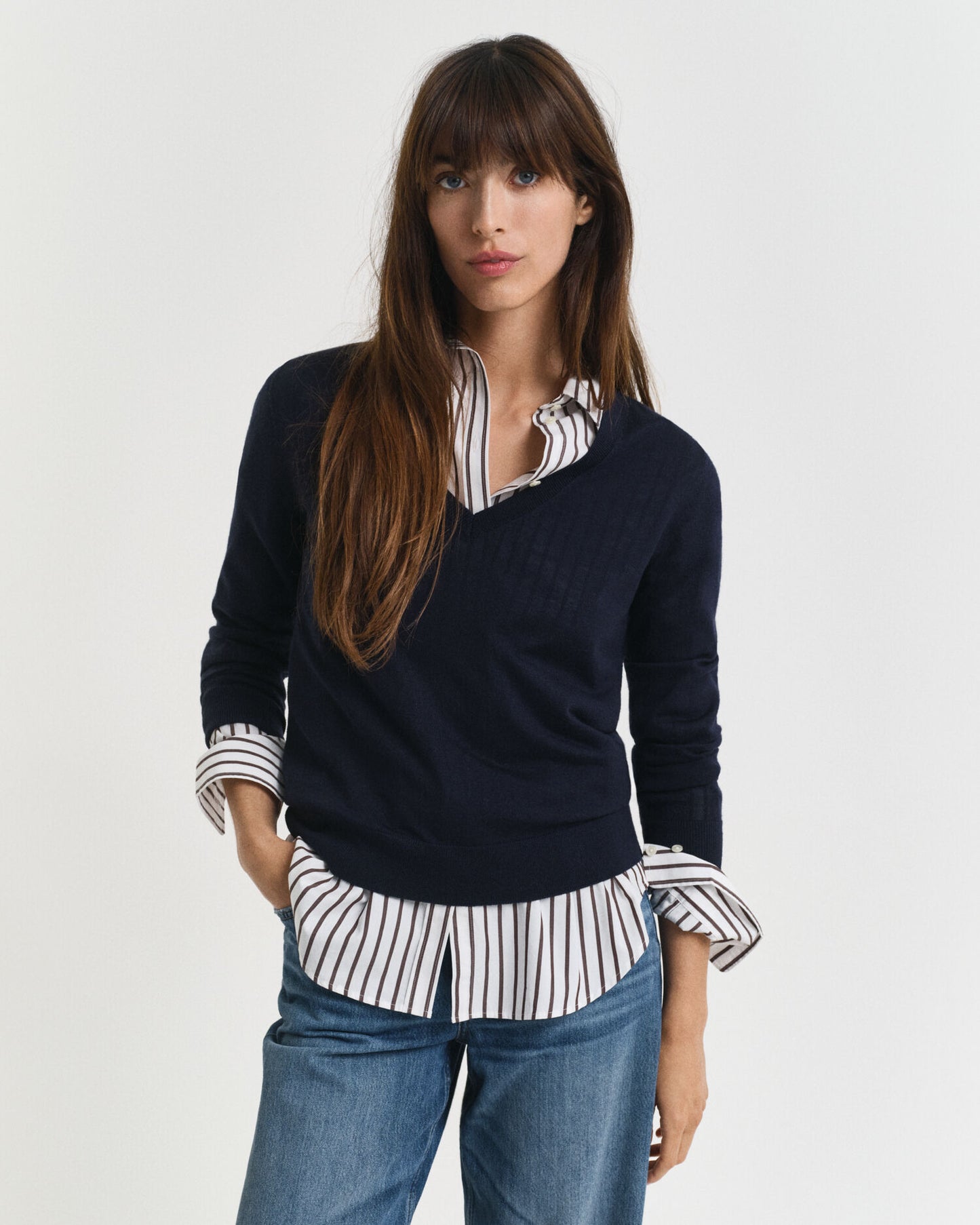 Pull col V en laine mérinos extra fine