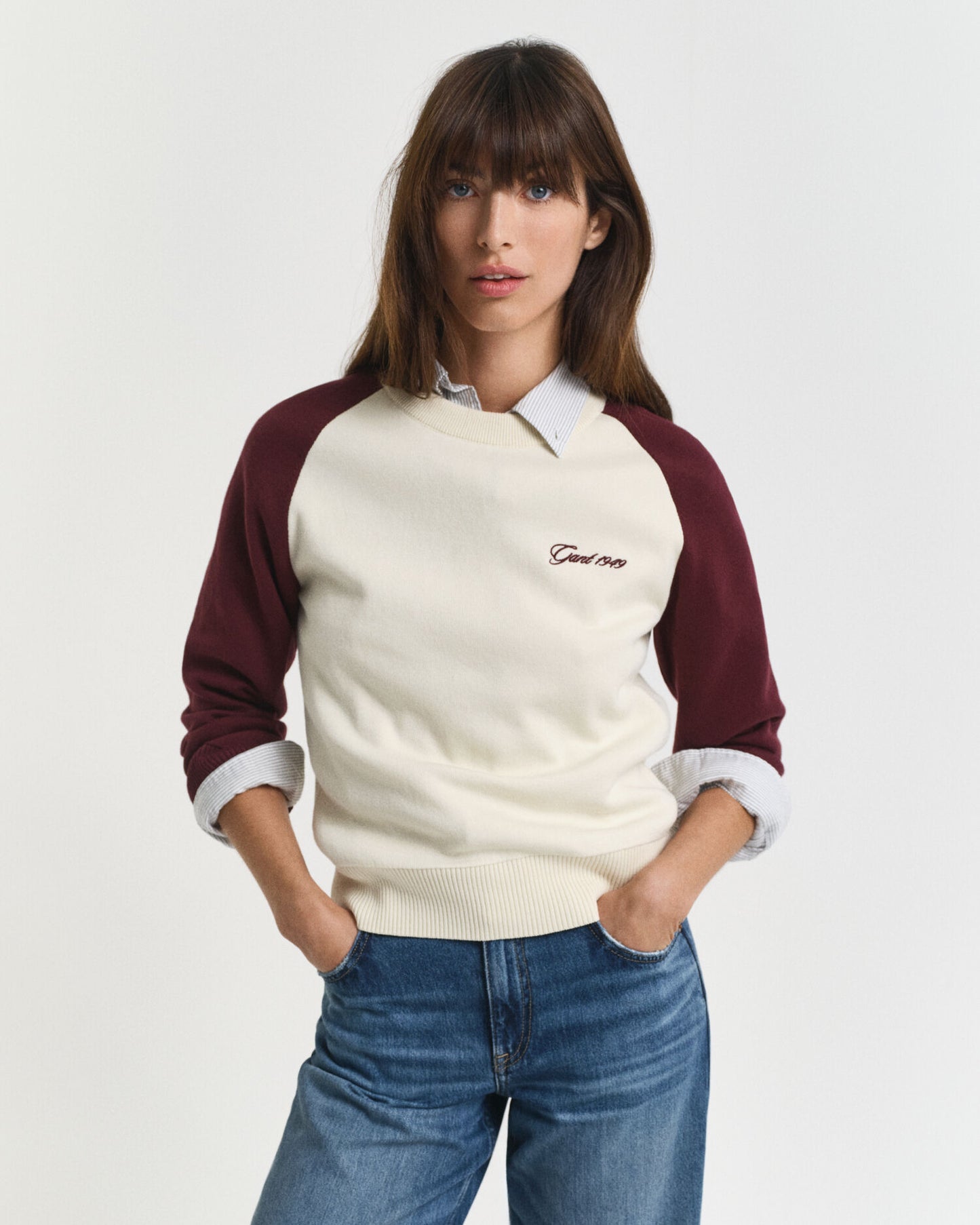Color Block Crew-Neck-Pullover