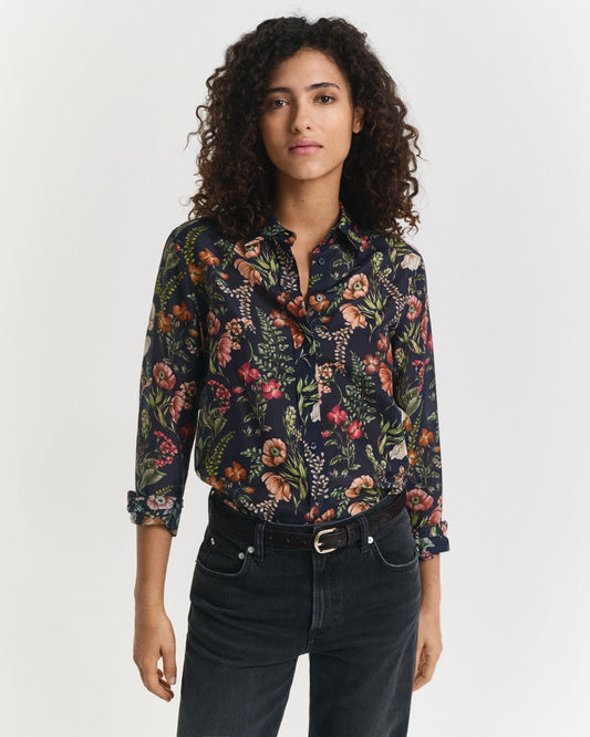 Regular Fit Hemd aus Baumwoll-Seide mit Blumenmuster