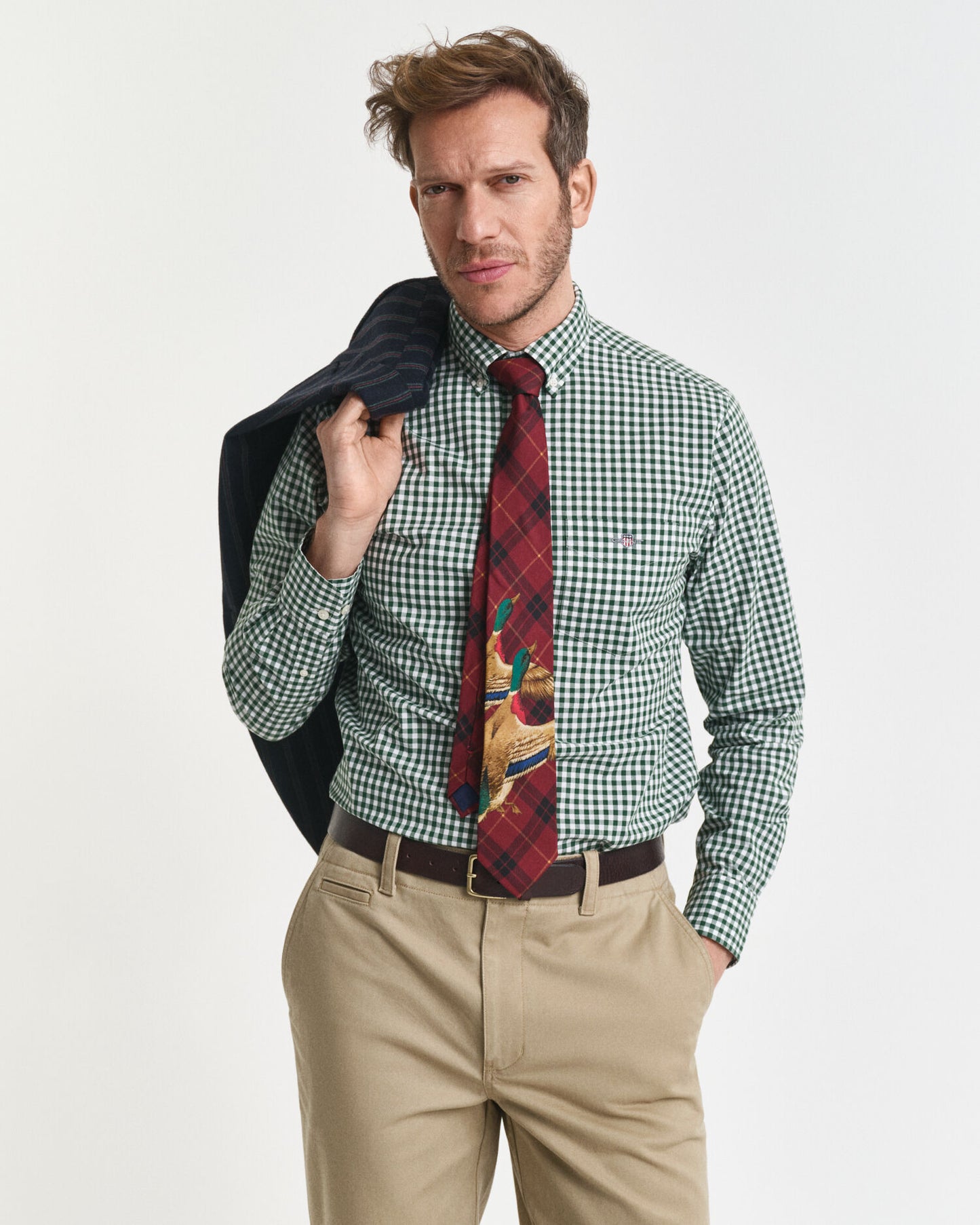 Regular Fit Klassisches Gingham-Popeline-Hemd