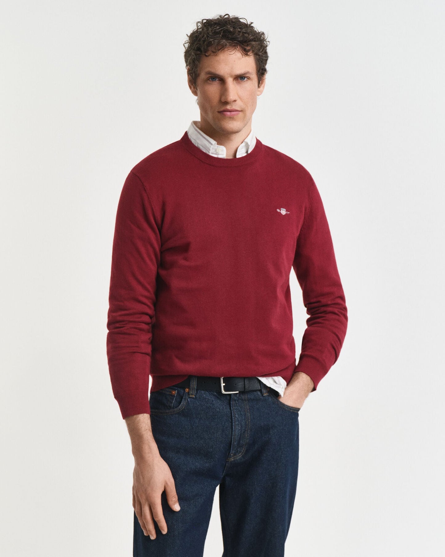 Pull classique en coton à col rond