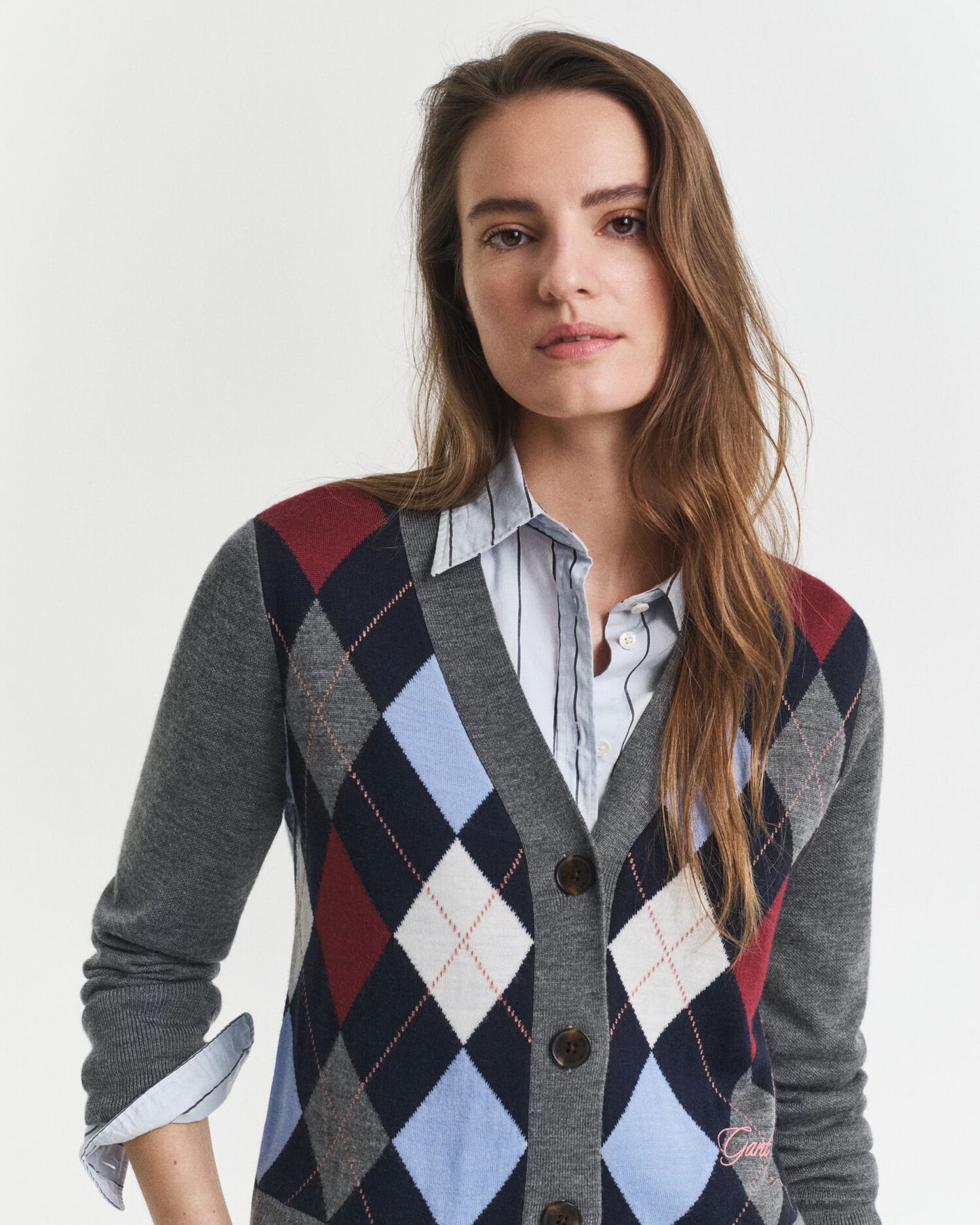 Argyle V-Ausschnitt Cardigan