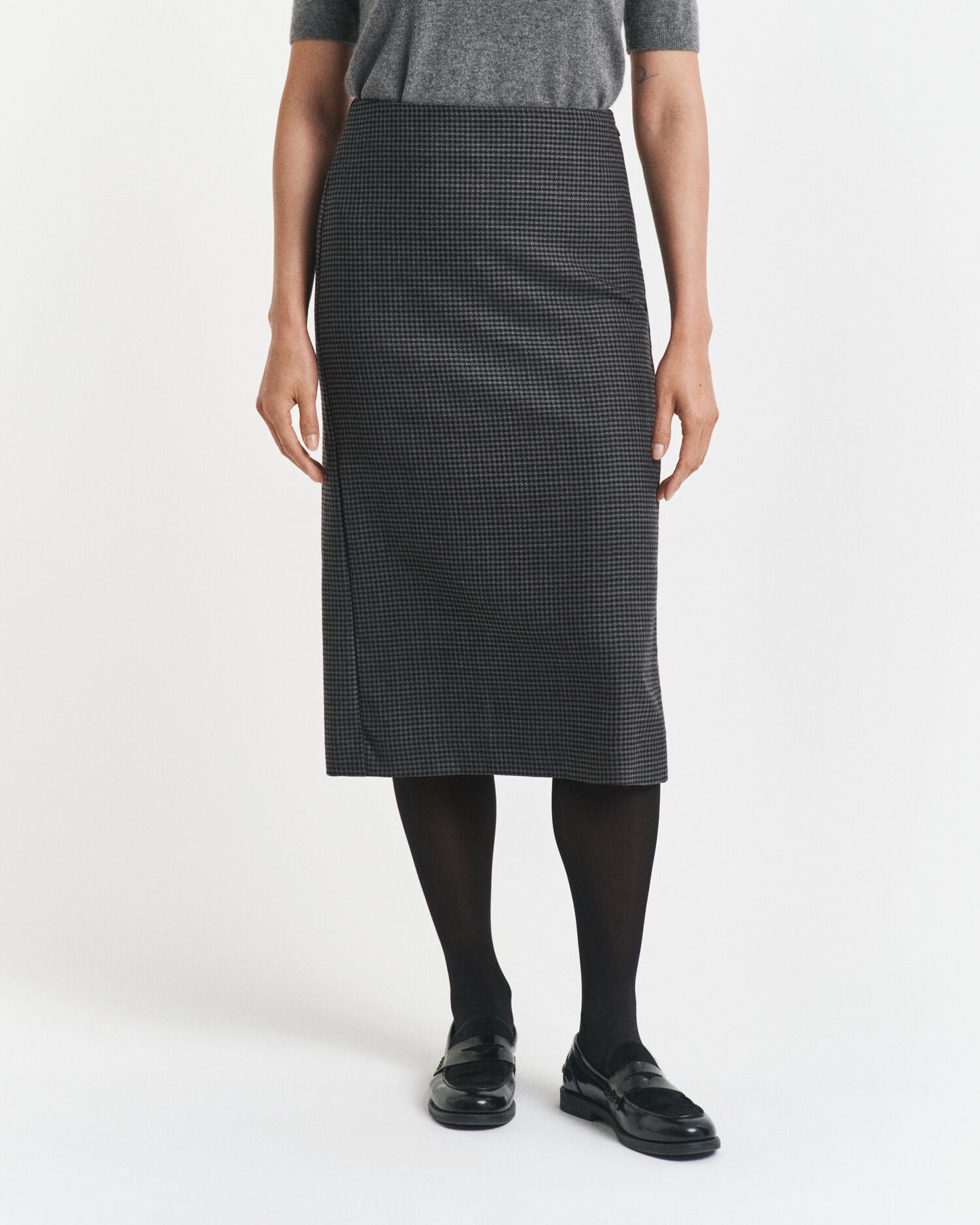 Jupe crayon midi en laine carreaux