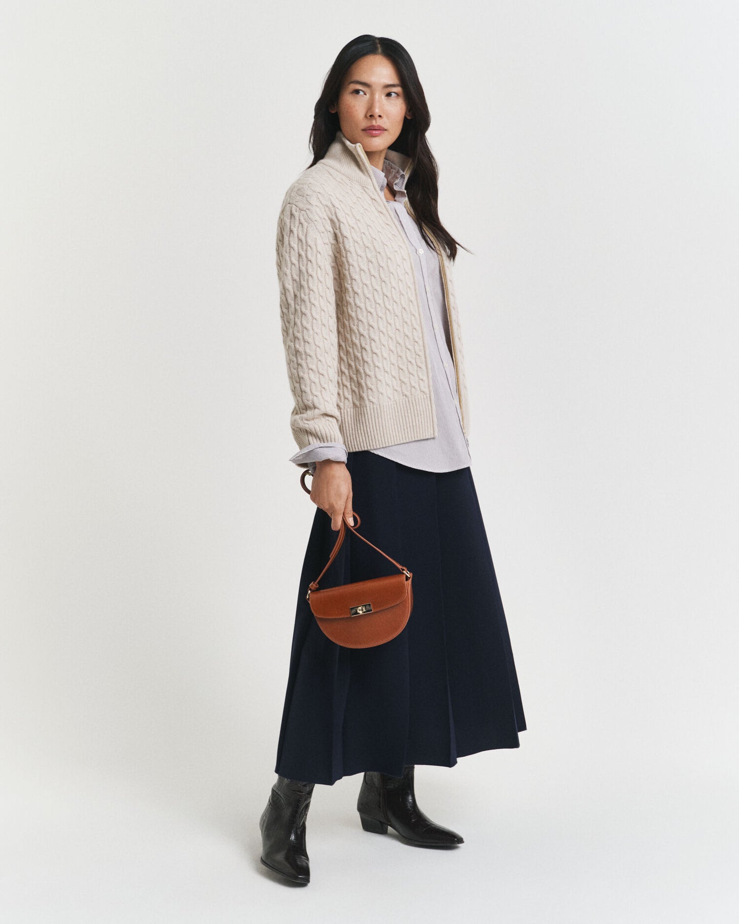 Cardigan zippé à côtes torsadées