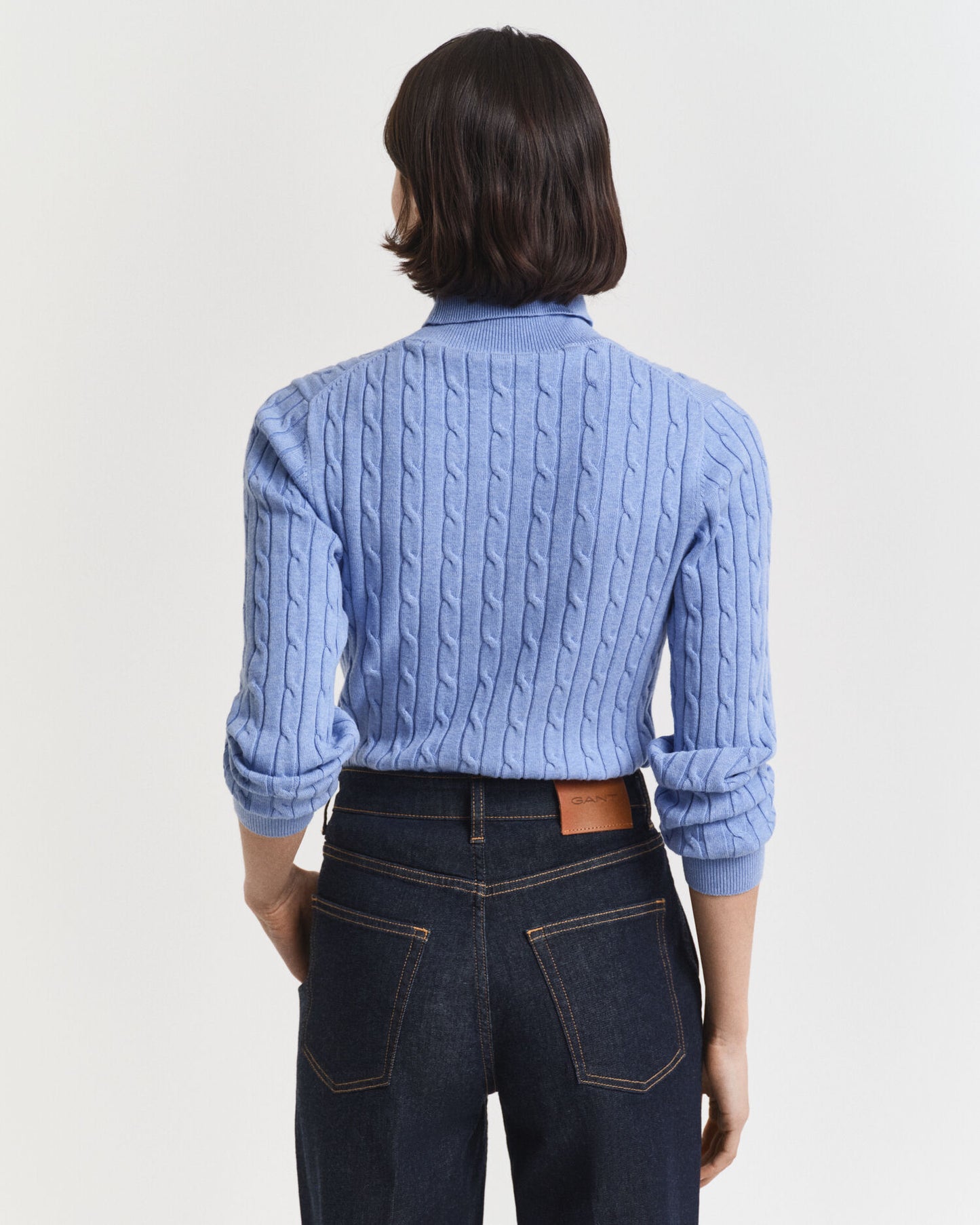 Pull col roulé en maille torsadée de coton stretch