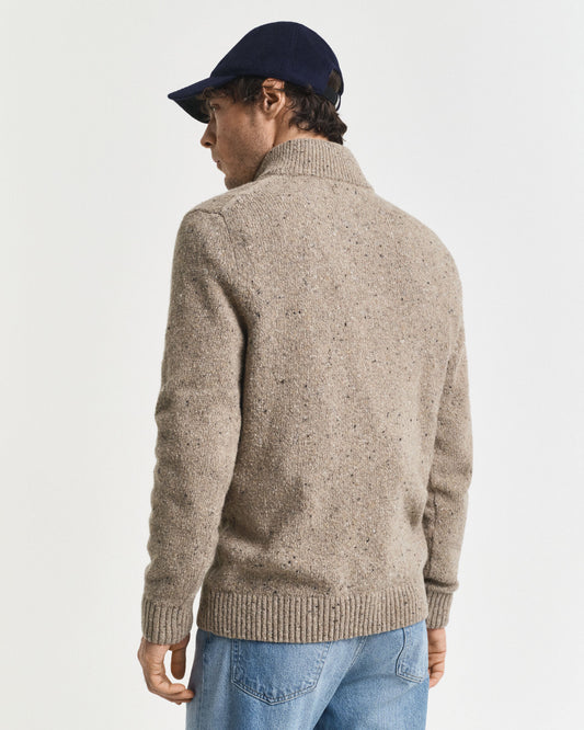 Pullover aus Wollmischung mit Noppen und halber Knopfleiste