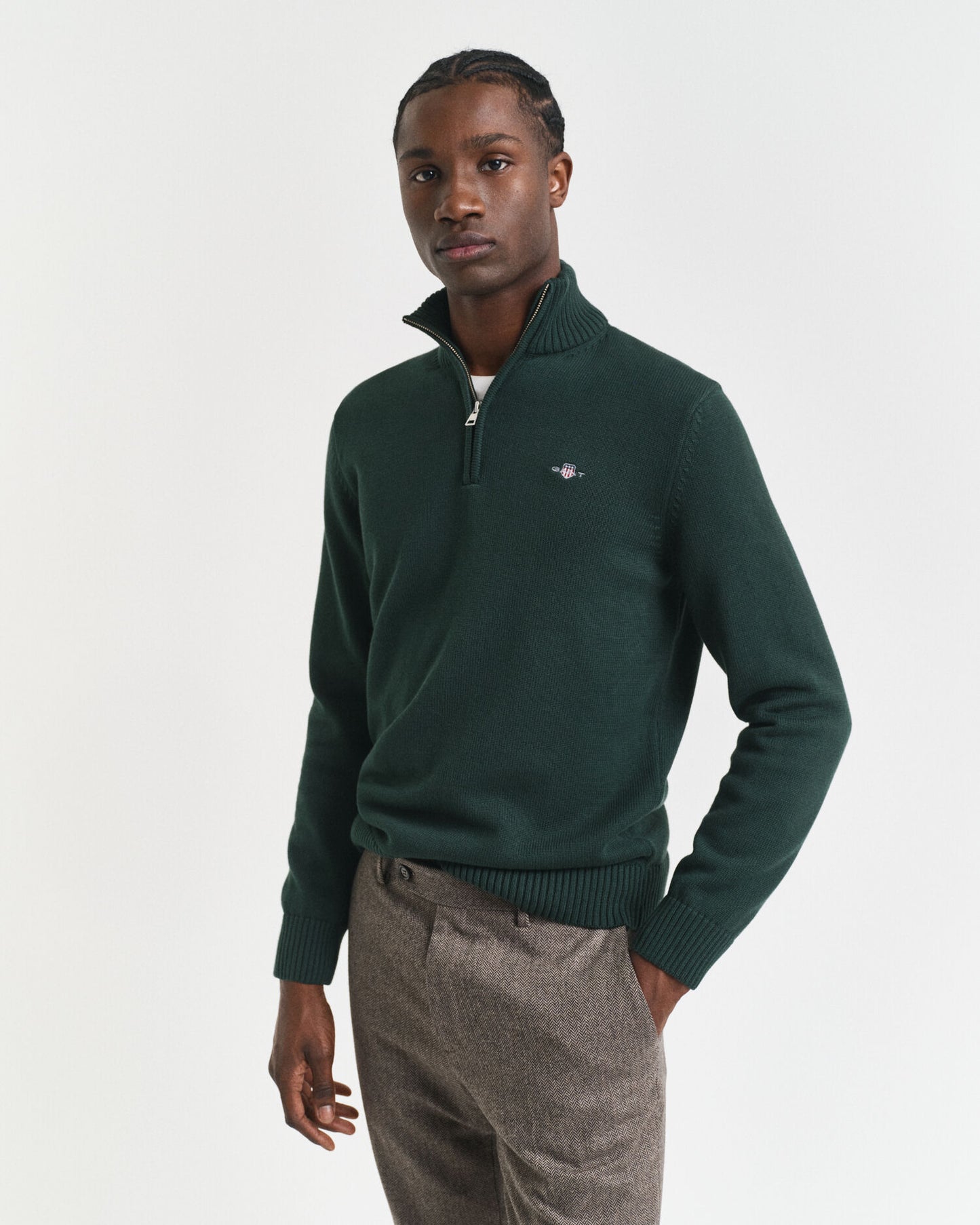 Pull décontracté en coton demi-zippé